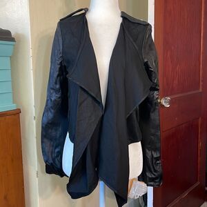 Parker Leather Sleeve & Cloth Torso Crop Jacket